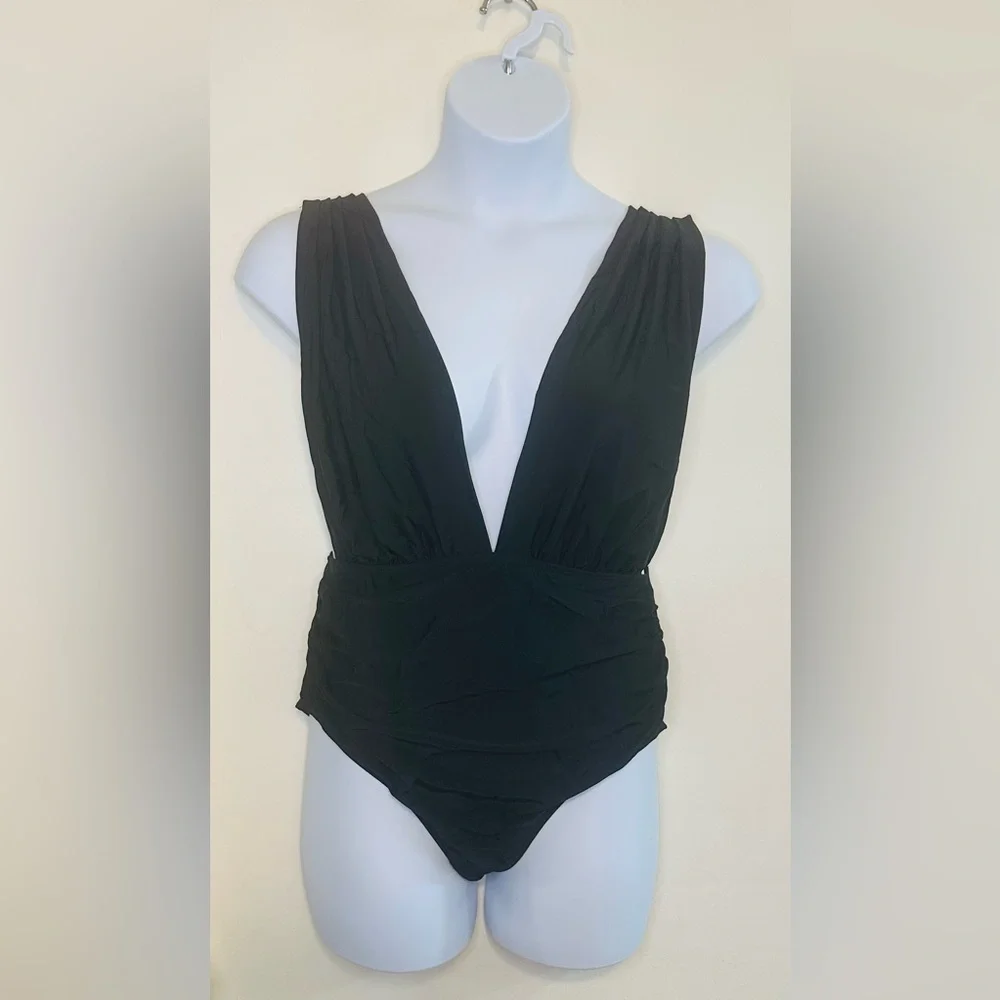 LilyLove Plunge One-Piece Swimsuit with Optional Bra Top, size XL